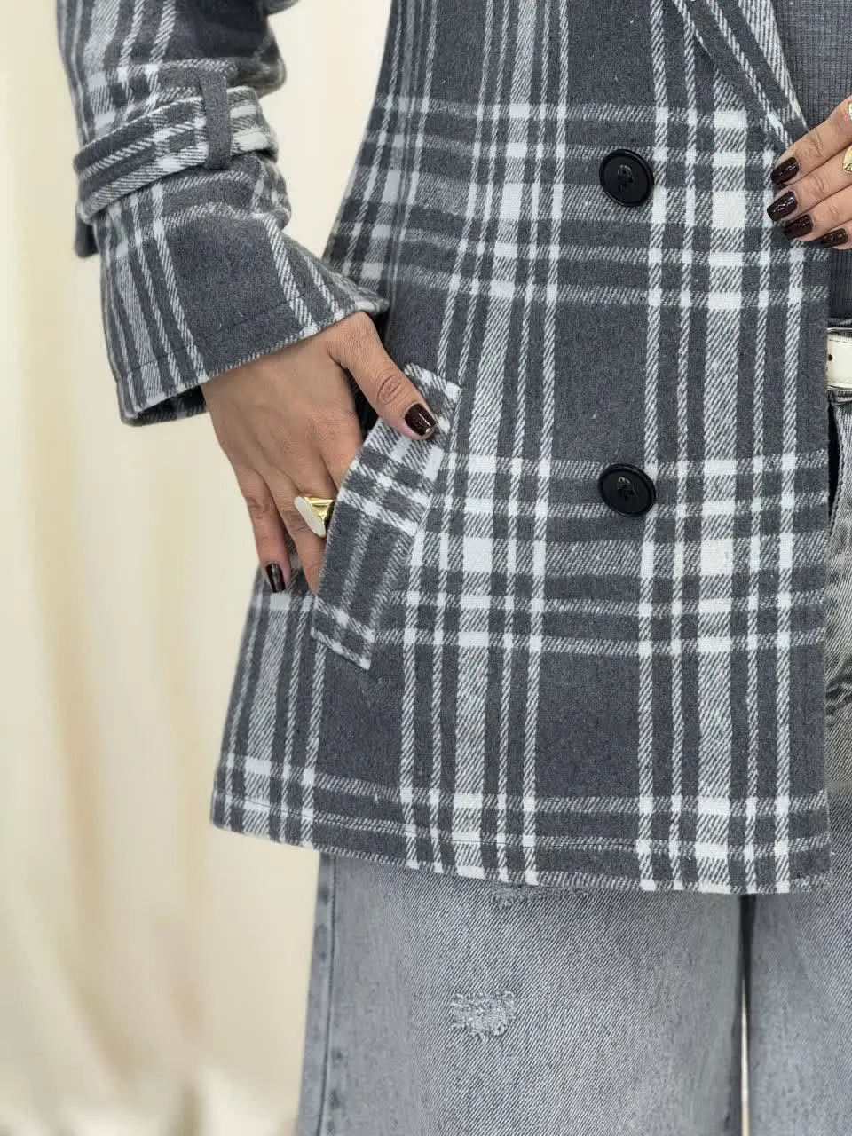 3568-کت چهارخونه شکلات